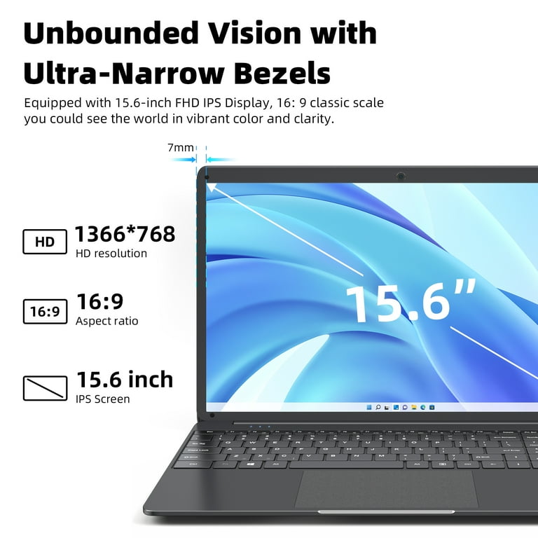 SGIN 15.6 inch 8gb DDR4 256gb SSD Laptop 1366*768 HD Windows 11 Laptop  Computer with up to 2.8GHz Quad Core Intel Celeron, 2.4/5G Wifi, Bluetooth  4.2