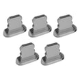 thumbnail image 1 of Seitruly Paquete de 5 tapones para teléfono móvil a prueba de polvo Micro USB tapa portátil Smartphone antipolvo Mini pequeño reemplazo para Electrónica Plata, 1 of 6