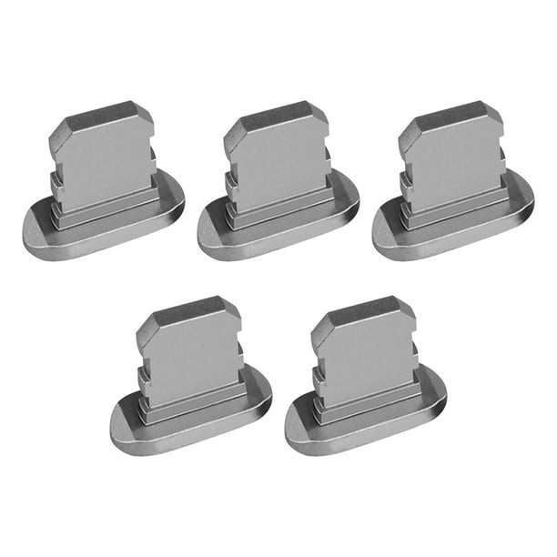 Sidaley Paquete de 5 tapones para teléfono móvil a prueba de polvo Micro USB tapa portátil Smartphone antipolvo Mini pequeño reemplazo para Electrónica Plata