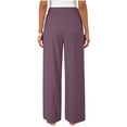 thumbnail image 6 of Bloomae Women Wide Leg Flowy Drawstring Palazzo Linen Pants Beach Lightweight Casual Elastic High Waisted Loose Comfy Trousers with Pockets Purple XL, 6 of 9