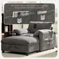 thumbnail image 6 of 38" Accent Chair with Storage Ottoman, Single Sofa with USB Charger and Phone Holder, Wide Seat Chaise Lounge for Living Room&Apartment,Gray, 6 of 13