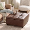thumbnail image 5 of LAZZO Storage Ottoman, 35.5" Lift Top Tufted Leather Foot Stool with Hidden Storage for Living Room, Brown, 5 of 8