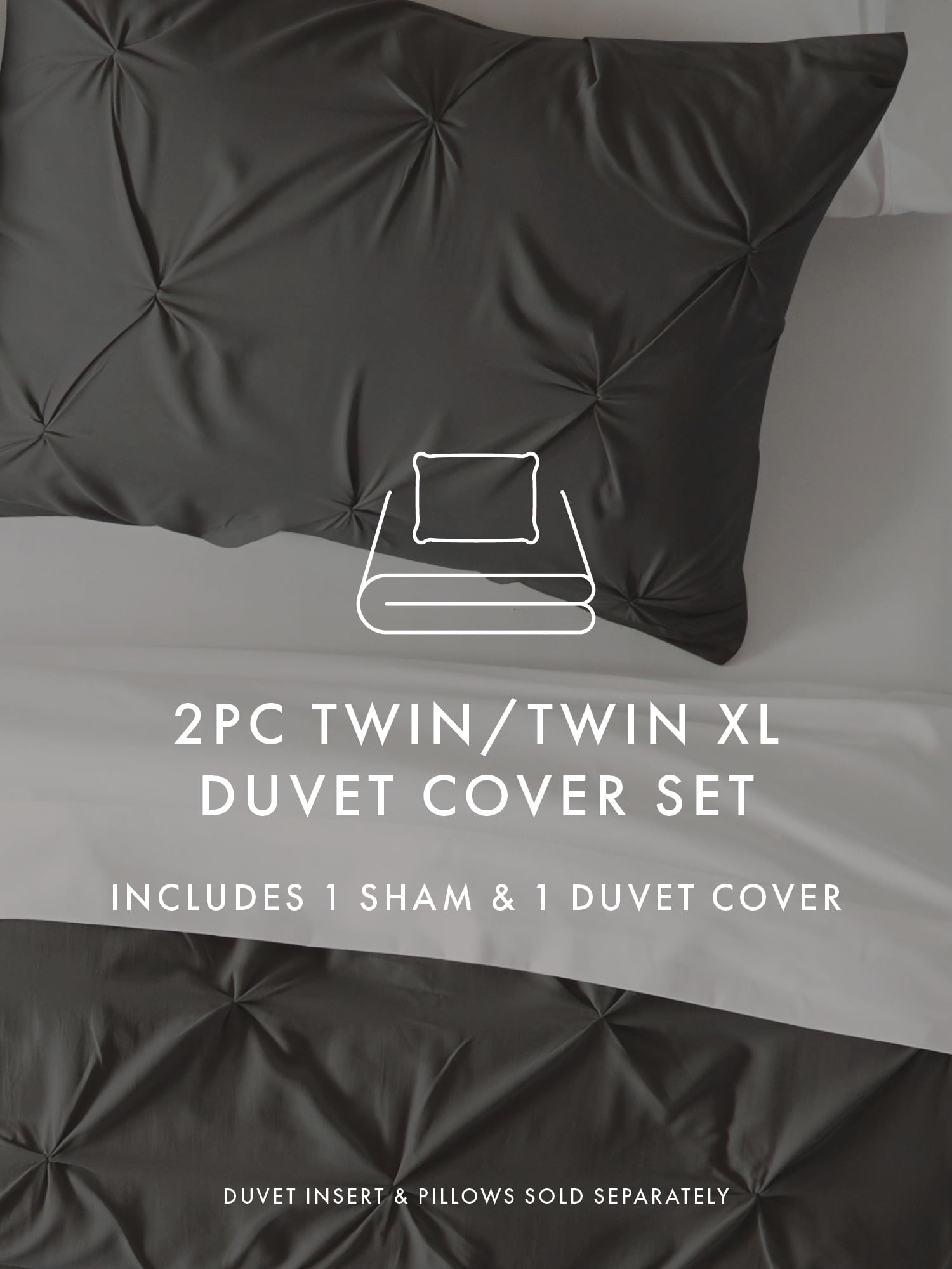 Comfort Canopy - 3 Piece Gray Pinch Pleated Duvet Cover Set with Shams for Queen Size Bedding