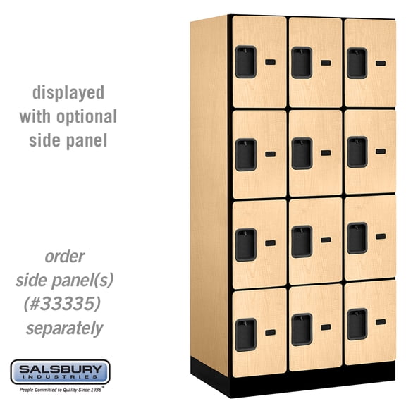 Salsbury  12 in. x 6 ft. x 21 in. 3 Wide Four Tier Designer Wood Locker - Maple