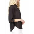 thumbnail image 3 of Michael Kors Womens Textured Satin Tie Sleeve Tunic Blouse, Black, X-Small, 3 of 4