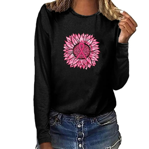 AOOCHASLIY Women Fall Tops Women's Loose Casual Fashion Long Sleeve Breast Printing Tops