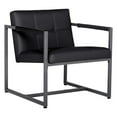 thumbnail image 2 of Studio Designs Chaise d'Appoint Moderne en Cuir Noir/gris Pompon pour la Maison, 2 of 6