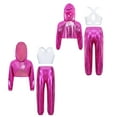 thumbnail image 5 of Sholeno Girls Hip Hop Jazz Dance Outfit Metallic Cropped Hoodie+Tank Top+Pants Disco Party Streewear Hot Pink 6, 5 of 6