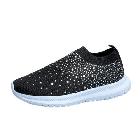 

Women s Mesh Breathable Walking Shoes Lightweight Athletic Running Shoes Slip-on Sock Sneakers Sparkly Shiny