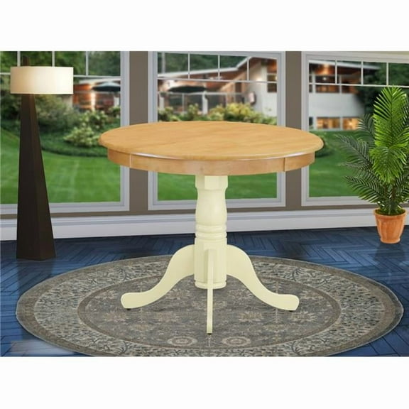 36 in. Antique Round Dining Table - Oak & Buttermilk