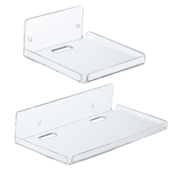 Uxcell 4"/8" Small Floating Shelves Clear Acrylic Shelves for Wall Small Clear Wall Shelf Bathroom Shelves 2 Pcs
