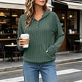 thumbnail image 2 of LEAVINGSUO Fall Tops for Women 2026 Casual Long Sleeve Button Thin Version With Pockets Hooded Collar Coat Army Green L, 2 of 9