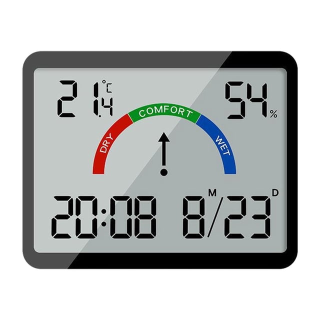 Yuarrent El amplio del tamaño portátil de la alta exactitud del higrómetro del termómetro de LCD Digital actúa fácilmente Decoración del hogar negro 9905