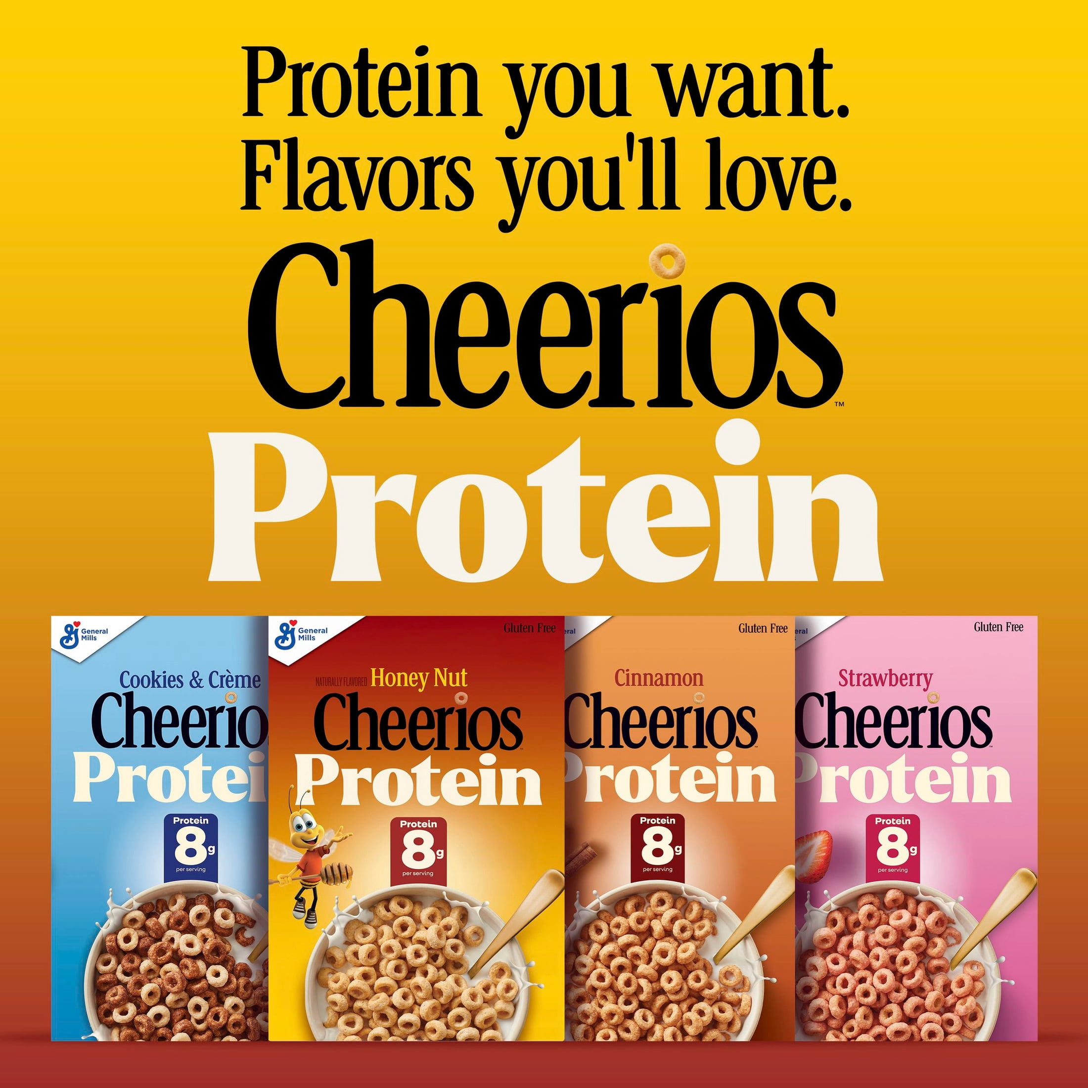 Cheerios Protein Cereal, Honey Nut, 8g Protein, Family Size, 14 oz