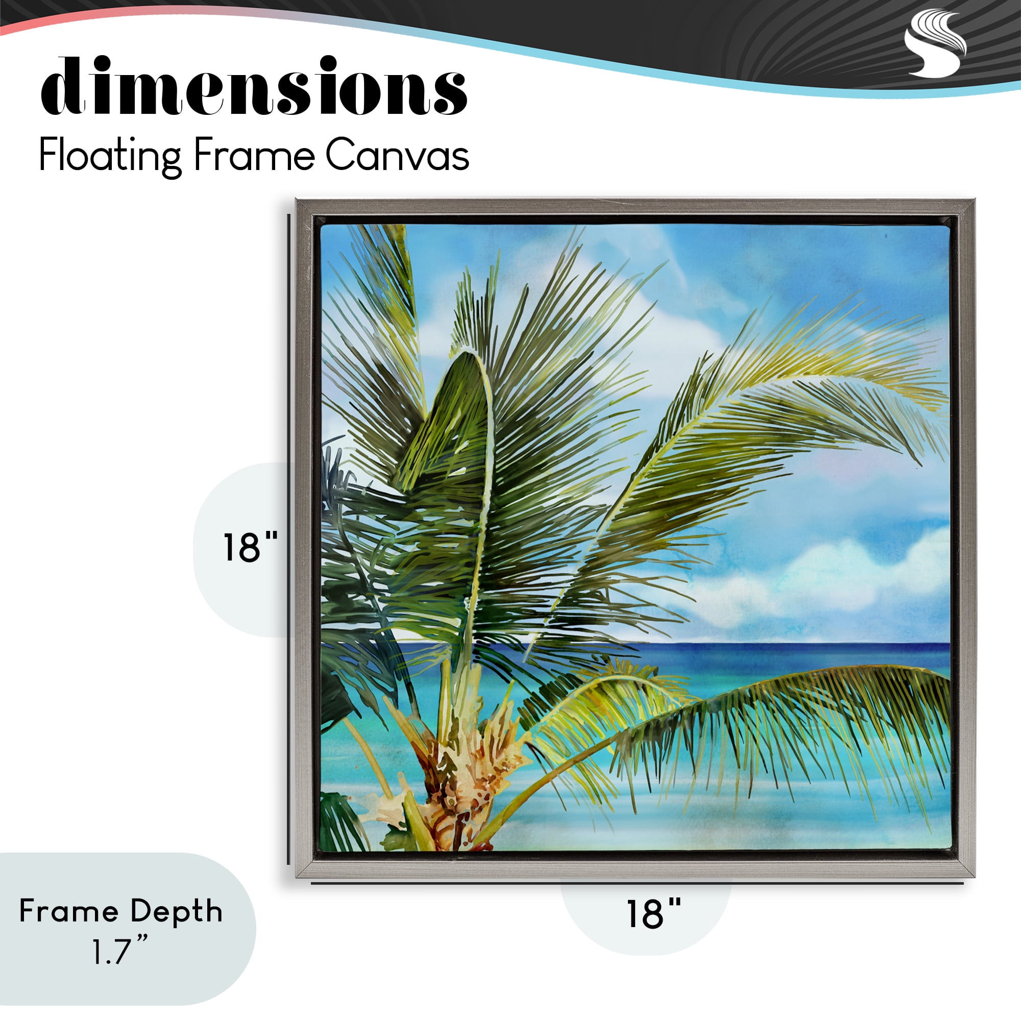 Stupell Industries Lush Palm Watercolor View Gray Framed Floater Canvas Wall Art, design by Mauro Devereaux