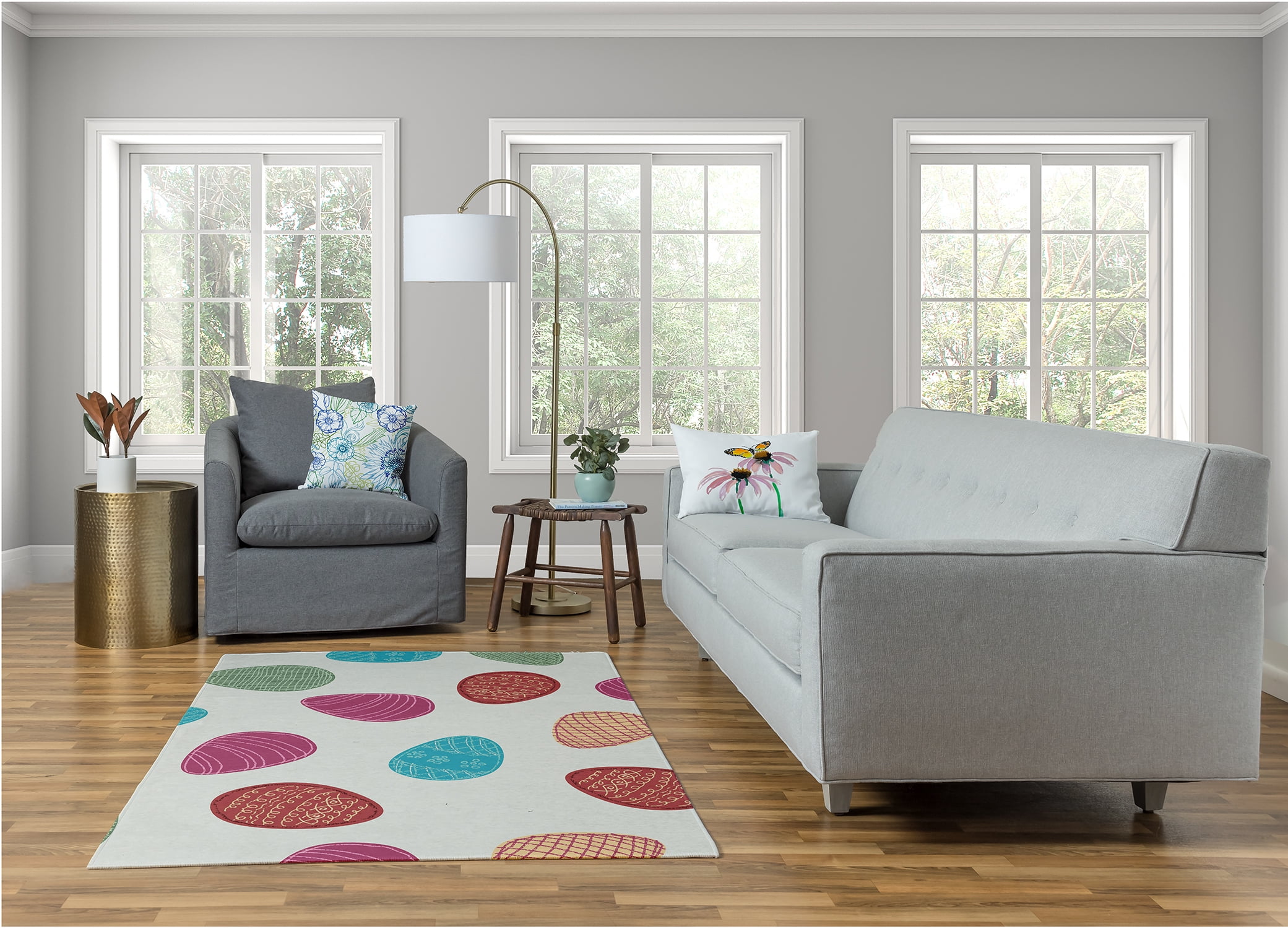 Simply Daisy Whisper White Egg Hunt Easter Area Rug, 4' x 6'