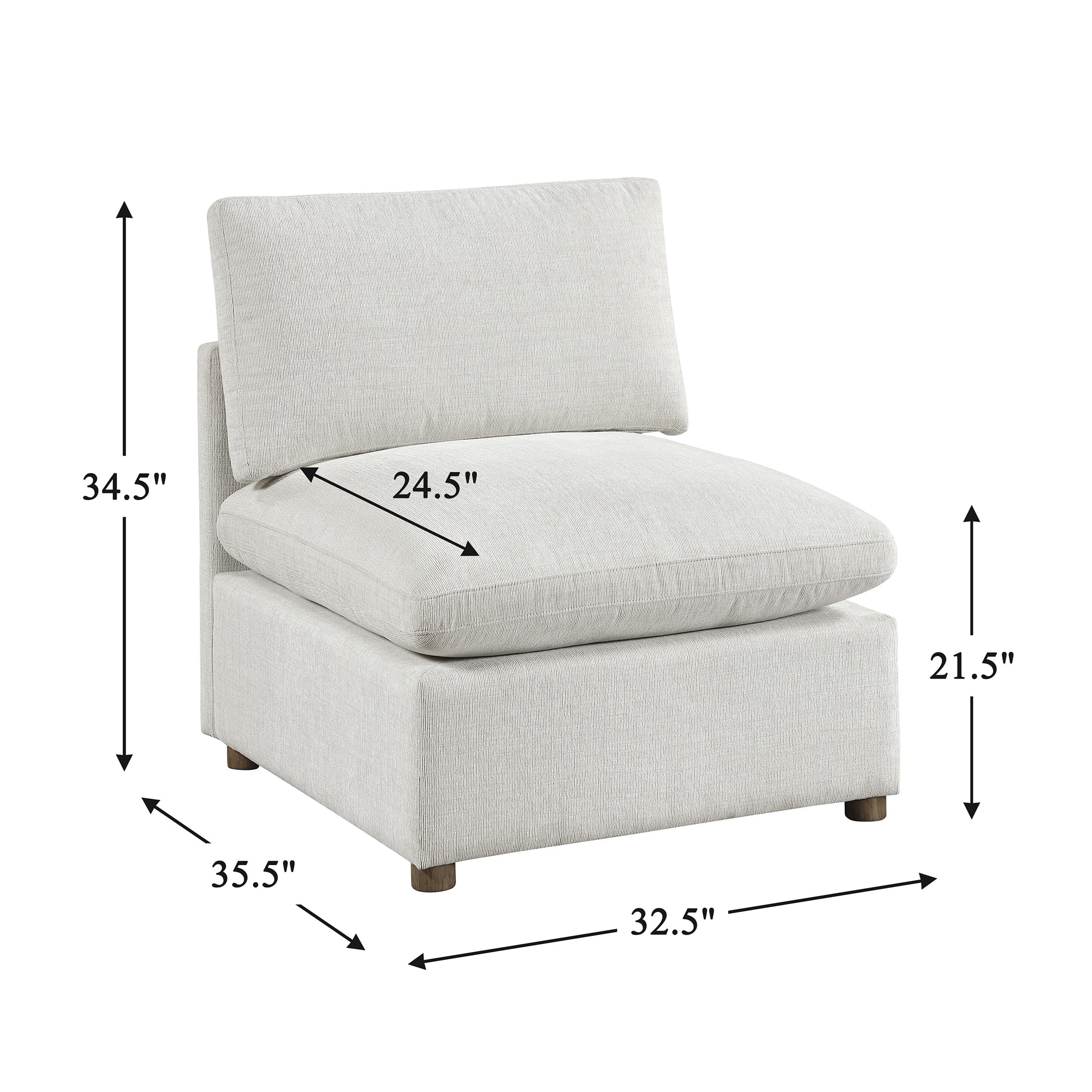 OakvillePark Velmont Sectional Sofa Modular Unit, Chenille Armless Chair, Beige