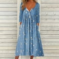 thumbnail image 2 of Edvintorg Dresses For Women 2024 Plus Size Clearance Fashion Printing V-Neck Long Sleeve Button Casual Loose Dress Shirt Ladies Midi Dress With Pocket, 2 of 6