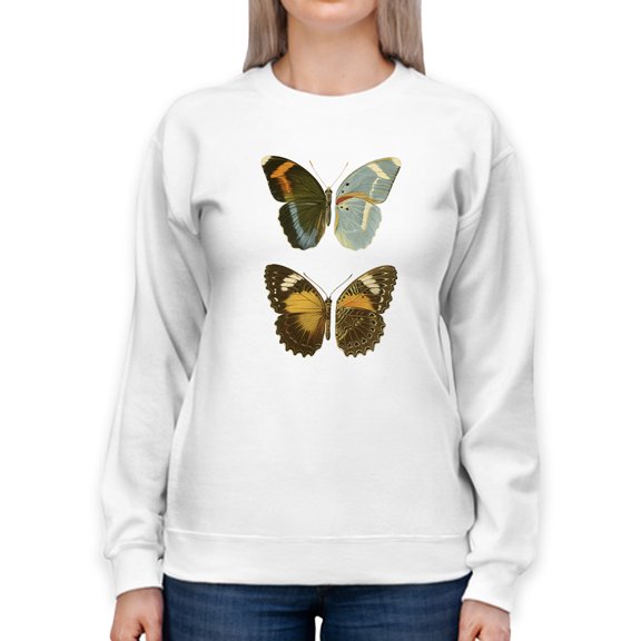 Antique Blue Butterflies Iii Sweatshirt Women -Vision Studio Designs, Female Medium
