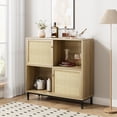 thumbnail image 2 of 39.8"W Coffee Bar Cabinet, Farmhouse Sideboard Buffet Cabinet with Storage, Wine Liquor Bar Cabinet with Metal Sliding Door, Wood Accent Cabinet for Kitchen, Dining Room, Living Room, 2 of 9