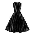 thumbnail image 3 of Women's Sleeveless Polka Dot Dress 50s 60s Vintage Rockabilly Dress Ruffle Flowy Hepburn Dress for Tea Party, 3 of 4