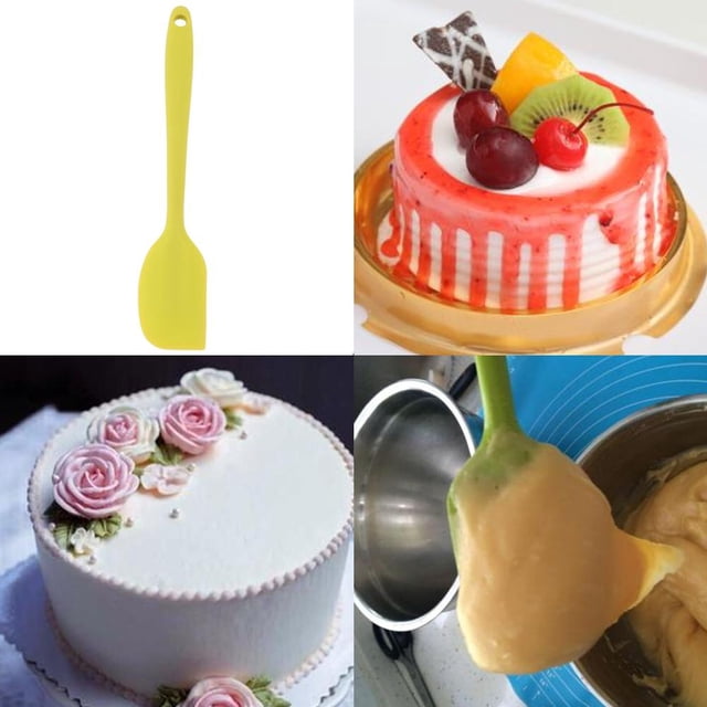 Batería de Cocina Espátula para crema de pastel de mantequilla de silicona raspador para hornear resistente al calor (amarillo) Tmvgtek Libre de BPA