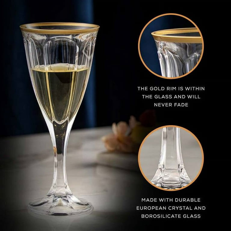 JoyJolt Geo Glasses 4 - Piece 14oz. Crystal White Wine Glass Glassware Set