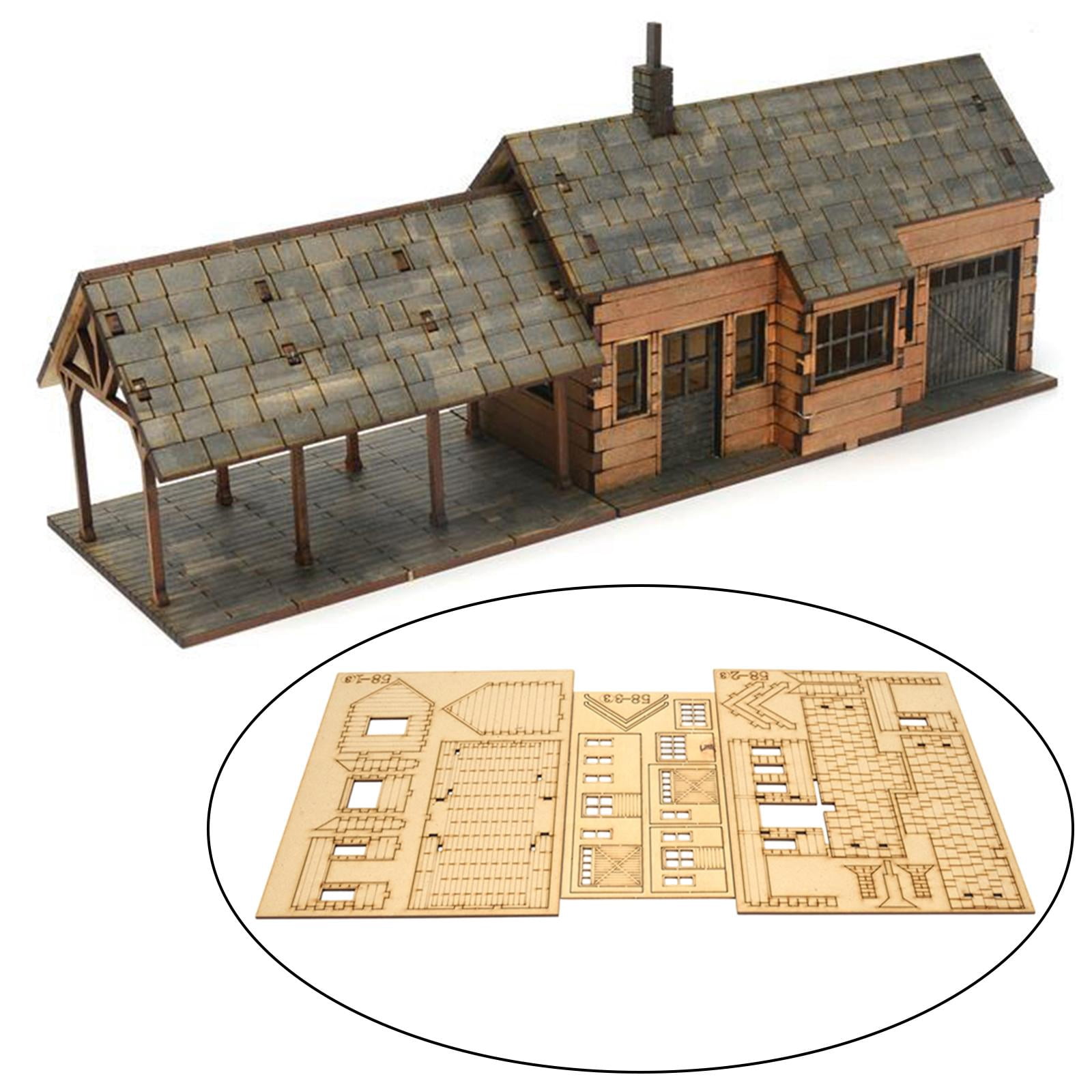 Train Station Model Town Station Building Miniature Kit Wooden Material for Enthusiasts and Collectors
