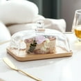thumbnail image 5 of Wooden Cake Stand with Glass Dome – Rectangle Dessert Display Server, Rustic Farmhouse Look, Dust-Proof Lid for Parties Weddings, Easy-Assembly Entertaining Centerpiece, 1*Wooden Cake Plate, 5 of 7