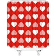thumbnail image 3 of Heart Shower Curtain Valentine''s Day Red Heart Love Retro Funky Fashion Xmas Farmhouse Fabric Bathroom Curtain Set with Hooks(70" WX70 H), 3 of 4