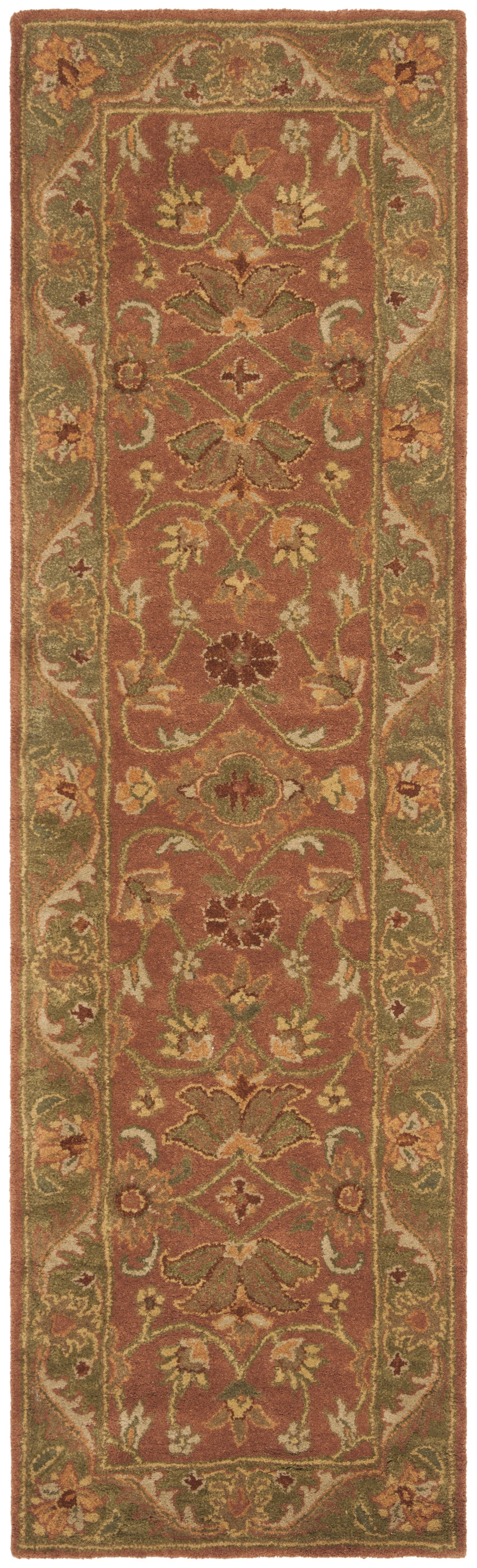 Safavieh Golden Jaipur Dreda Bordered Wool Runner Rug, Rust/Green, 2'3" x 16'