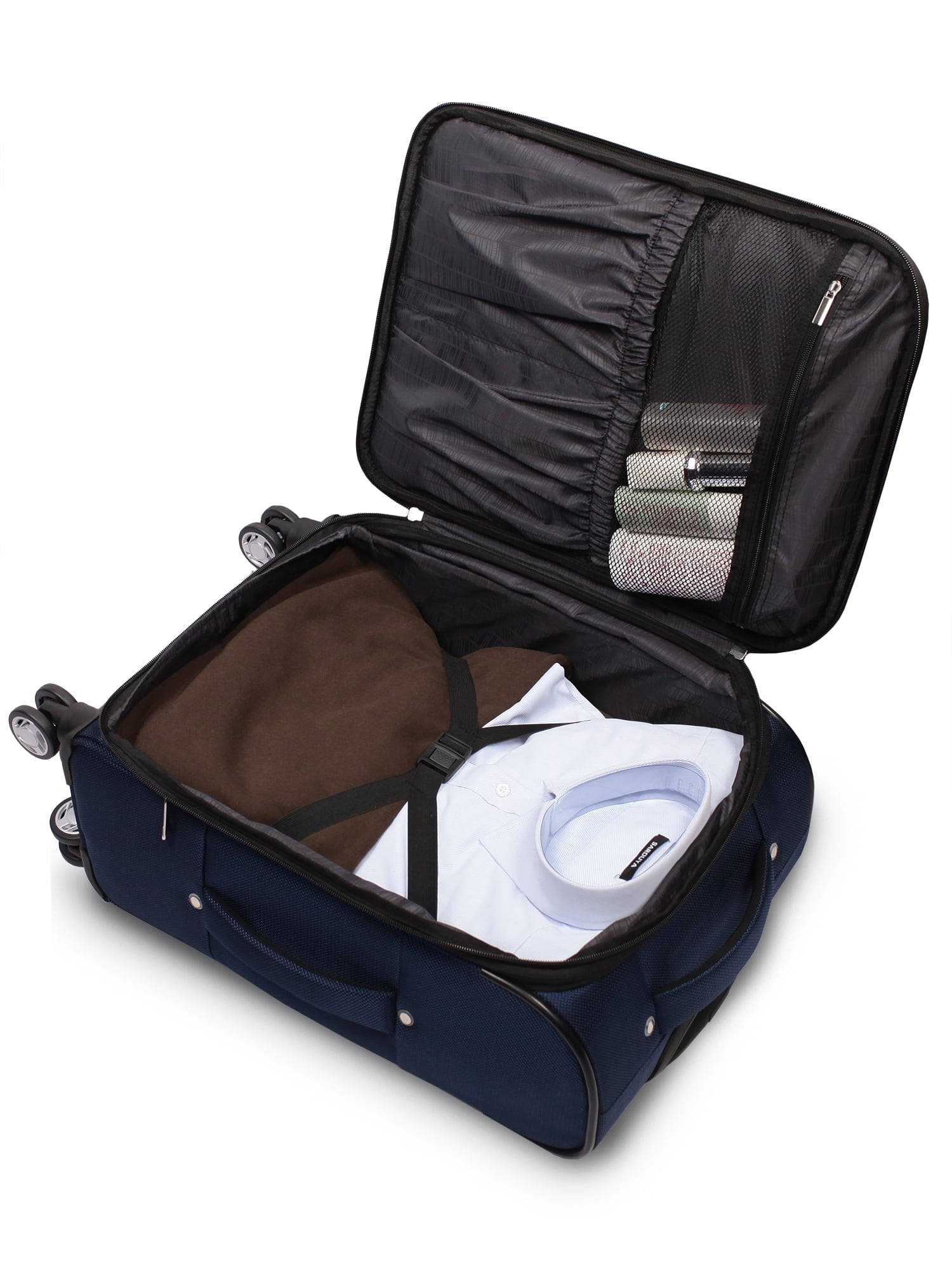 Protege Ashfield 20" Softside Upright Carry on Spinner Luggage Suitcase, Navy Blue