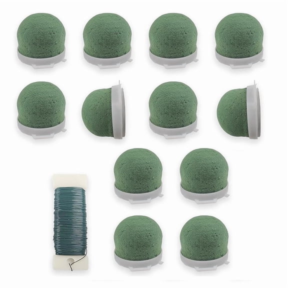 12Pcs Mini Floral Foam Holder Floral Foam Round with Floral Wire Floral Foam Blocks for Table Wine Bottle Hat Décor