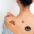 thumbnail image 4 of Etiqueta engomada del tatuaje temporal de Halloween suministros de fiesta de Halloween calcomanías de tatuaje de calabaza impermeables para orejas, tobillos y espalda, 4 of 6