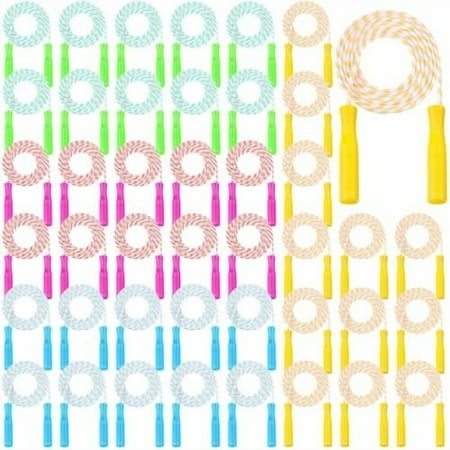 80 Pcs Jump Rope Bulk Kids 7.22 ft Adjustable Stripe Skipping Rope Outdoor Exercise Fitness Equipment for Back to School Class Playground Activities Set, 4 Colors