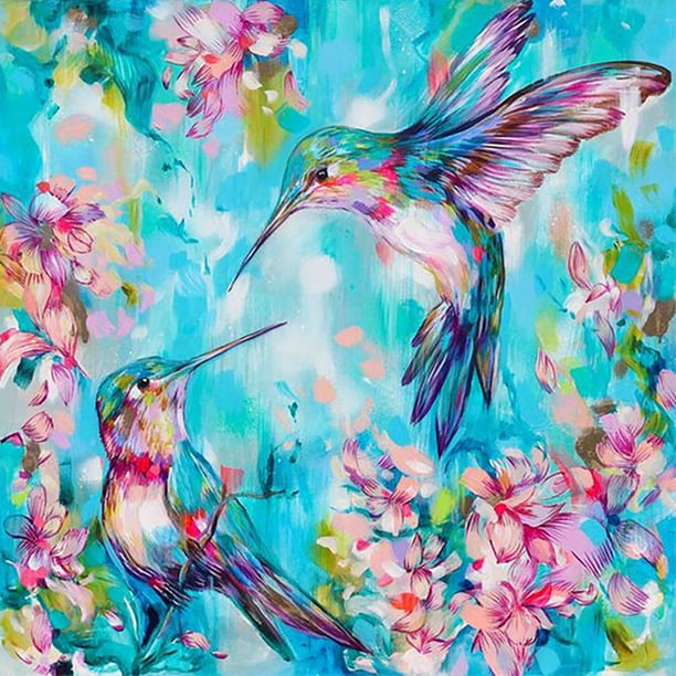 Pintura de diamante 5D DIY Taladro redondo completo Colibrí Decoración Arte Artesanía (A7148) FLhrweasw Nuevo