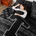 thumbnail image 5 of Meiyoeat Vintage American Flag Letter T Bedding Comforter Set 7-Piece for Men Kids, Bold Initial King Bedding Sets, Black Gray White,Black Reversible, 5 of 6