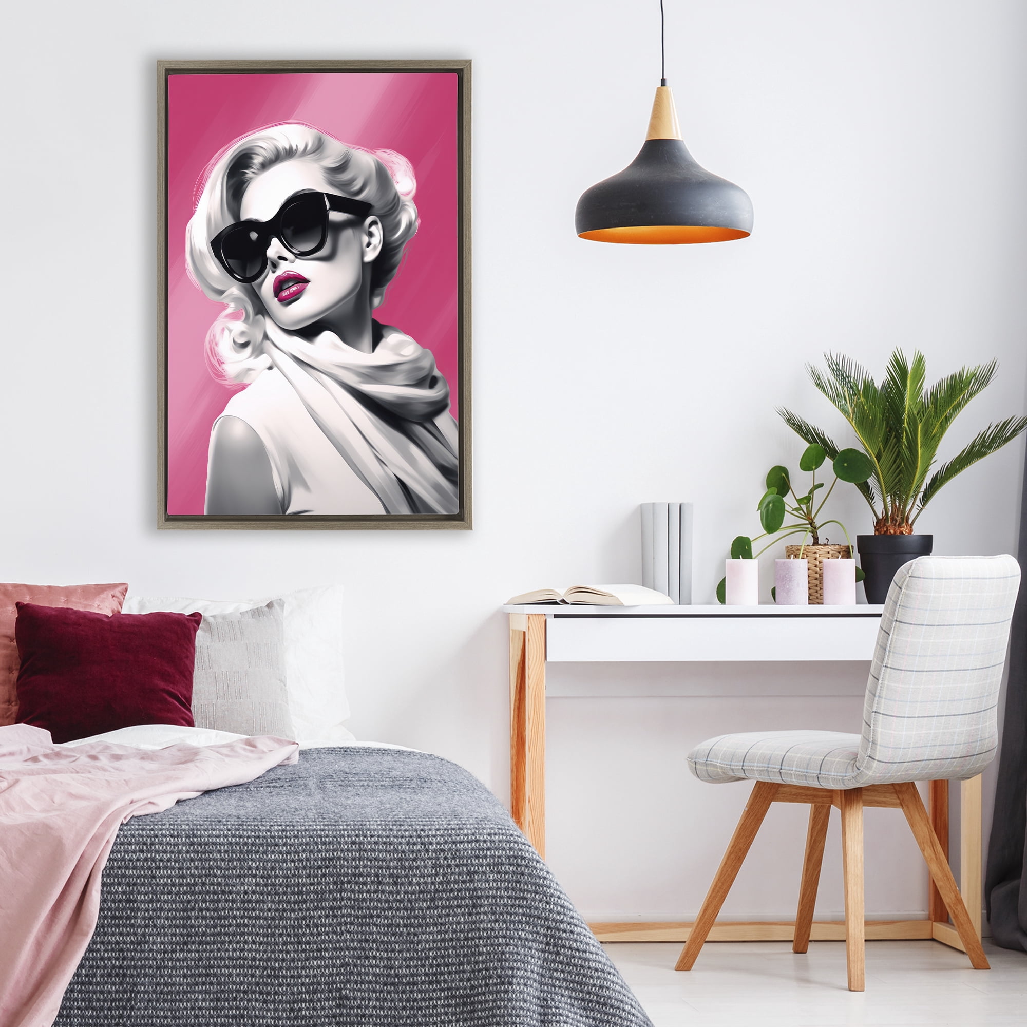Stupell Industries Vintage Retro Chic Portrait Brown Framed Floater Canvas Wall Art, design by Andrea Haase
