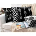 thumbnail image 6 of Set of 4 Throw Pillow Covers Modern Abstract Geometry Black White and Grey Words Sweet Floral Arrow Decorative Pillow Cases Home Decor Standard Square 18x18 Inches Pillowcases, 6 of 6