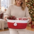 thumbnail image 6 of Christmas Basket, Cotton Christmas Basket for Gifts, Rope Woven Storage Basket with Handle and Santa Claus Doll, Christmas Holiday Cotton Basket for Gifts Candy Toy Tabletop Home Decor, 6 of 8