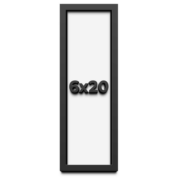 6x20 Shadow Box Frame Black | 1 inches Deep Real Wood Contemporary Shadowbox Display Frame | UV