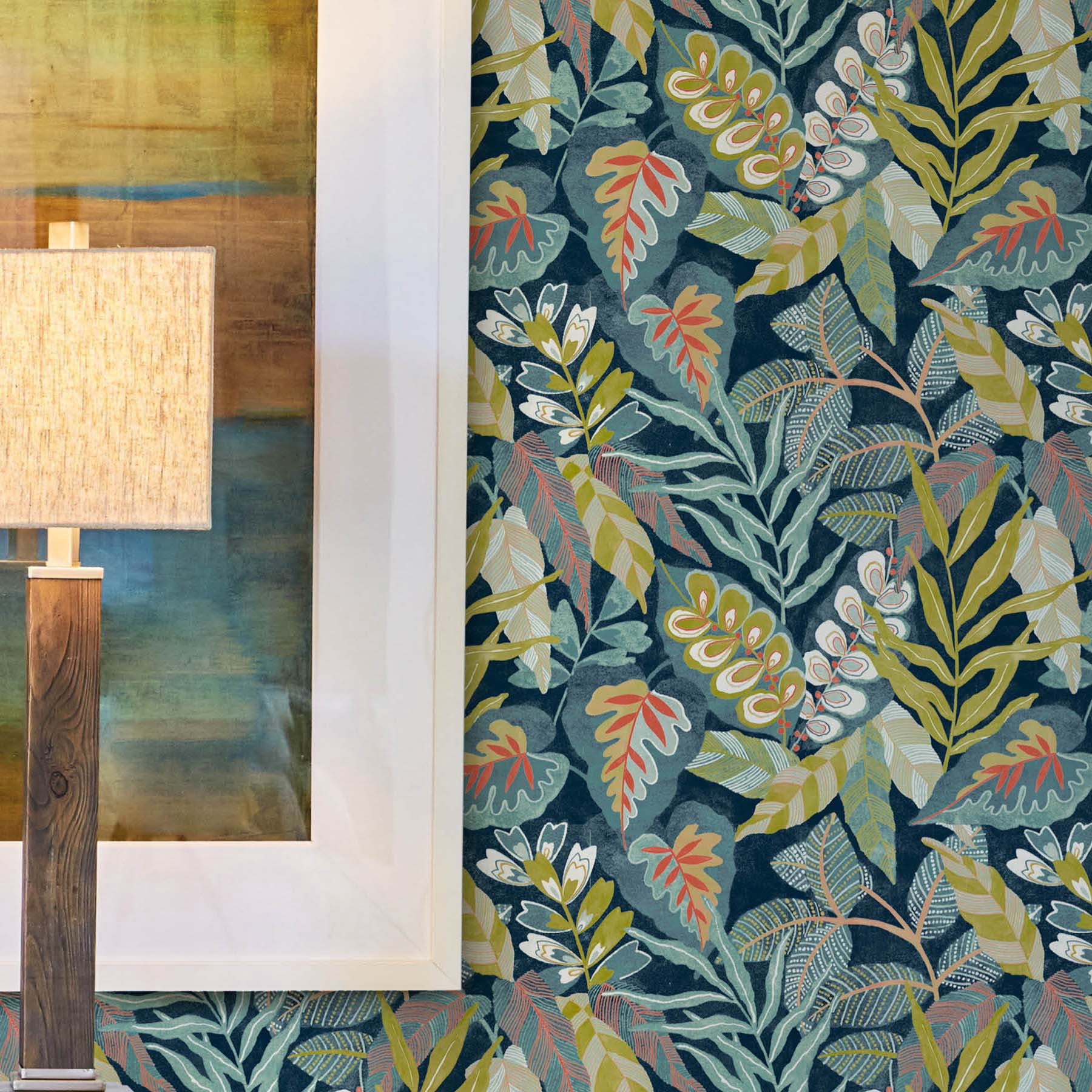 (2 pack) Roommates Studio Blue Malena Floral Peel and Stick Wallpaper 30.75 Sq. ft