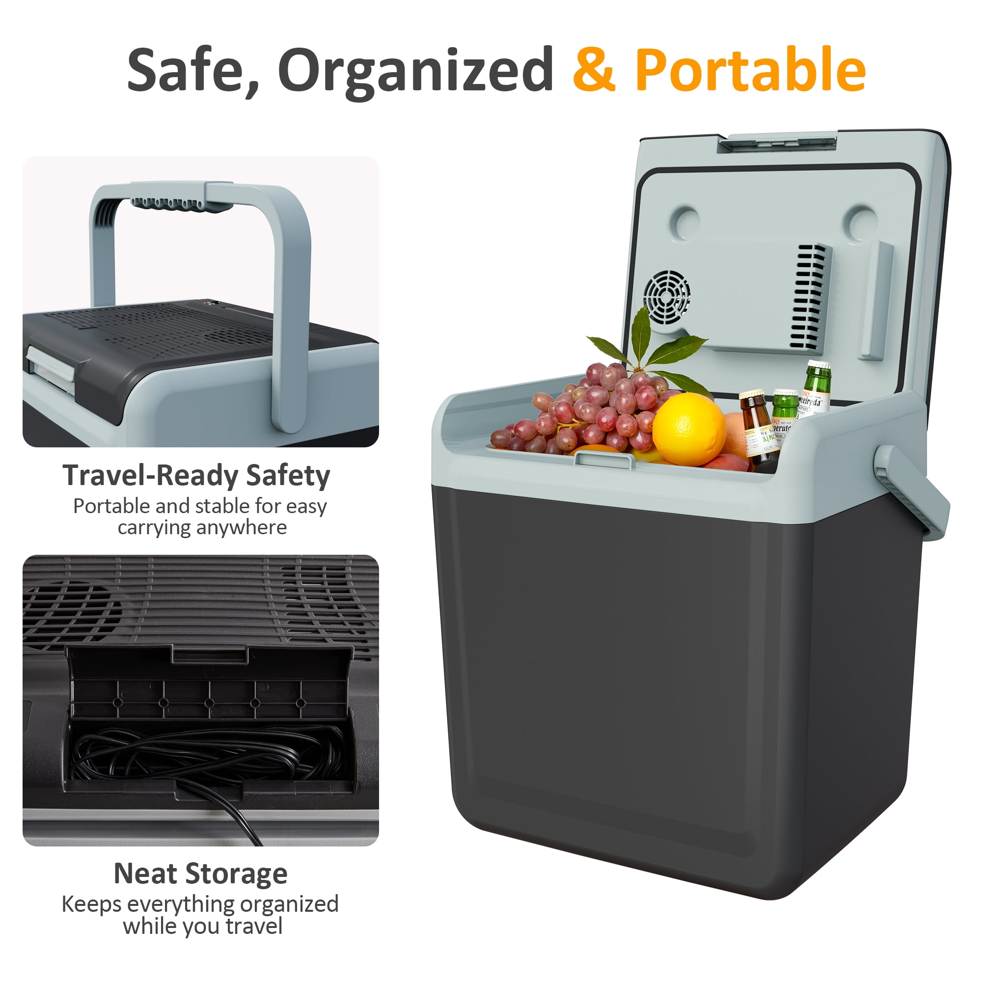 Heynemo 25QT Thermoelectric Mini Fridge – Dual Cooling & Heating Portable Cooler for Travel, Camping, Car, and Home Use, Black