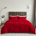 thumbnail image 2 of 5 Piece Honeycomb Design Comforter Set, 800 TC, 100% Egyptian Cotton, Oversized Super King Size Red Solid, 2 of 5