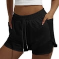 thumbnail image 2 of PNTUTB Women's Solid-Color Athletic Shorts with Elastic Waistband Drawstring,Fitness Running Mesh Breathable Shorts with Side Pockets, 2 of 6