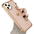 thumbnail image 6 of Designed for iPhone 14 Pro Case with Strap Luxury Love Heart Plating Gold Bumper Phone Cover Wristband Kickstand [Reinforced Corners] Shockproof Anti-Scratch Slim Case for Women-Black, 6 of 9