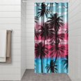thumbnail image 3 of Ocean Sunset and Palm Tree Shower Curtain 36x72, Quick-Dry Polyester with Hooks, Vibrant Tropical Beach Boho Bathroom, 3 of 5