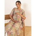 thumbnail image 3 of Janasya Indian Women's Beige Cotton Printed Kaftan Maternity Kurta, 3 of 5