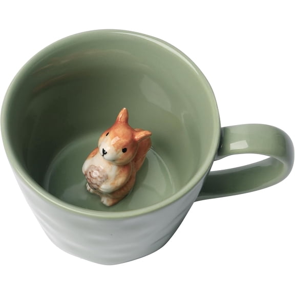 Ceramic Mug with 3D Animal Inside, Cartoon Handmade Figurine Mugs, Cute Coffee Mug With Interesting Design, Holiday and Birthday Gift for Coffee and Milk Tea Lovers
