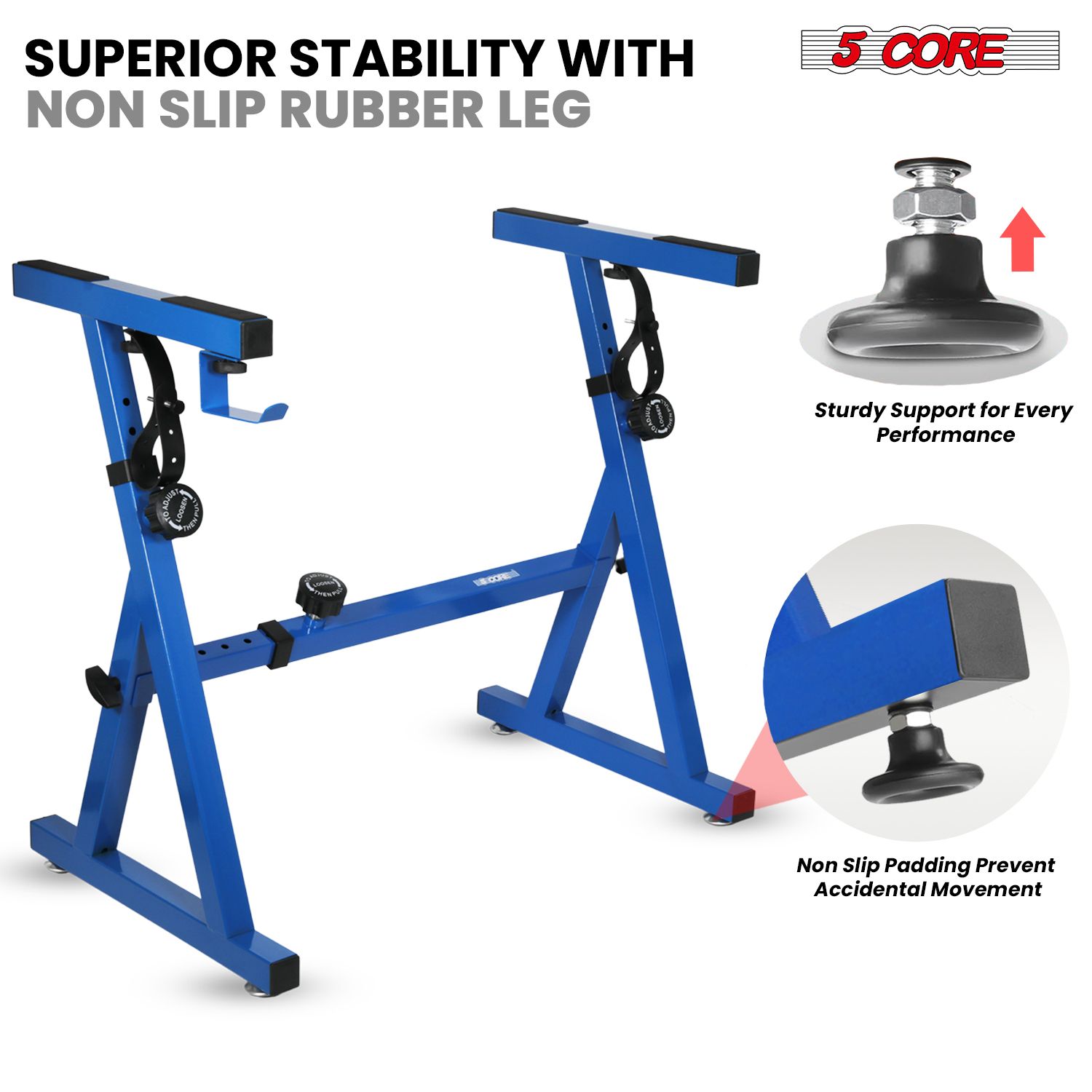 Z-Style Keyboard Stand, Adjustable Height & Width Piano Riser for 54-88 Key Digital Pianos, MIDI Keyboards, Portable Folding Music Stand with Heavy-Duty 250LB Capacity